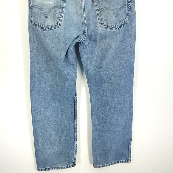 Levi's 505 Denim Jeans Men's 34x30 Blue With Fade Distressed Destroyed - Picture 7 of 15